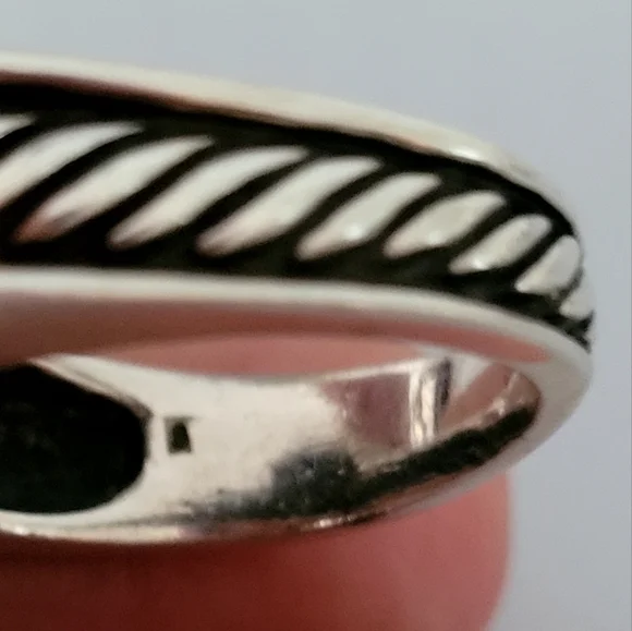 David Yurman Onyx Diamond Sterling Silver Ring - Picture 7 of 12